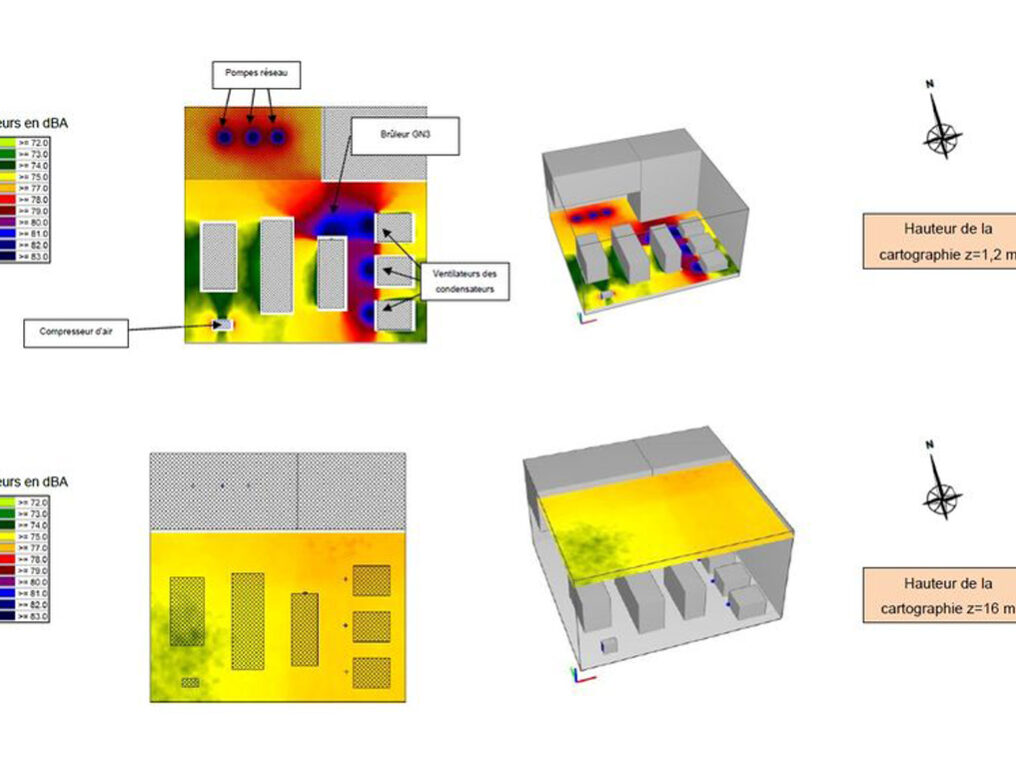 Modélisation acoustique, étude d'impact acoustique prévisionnelle d'une chaufferie