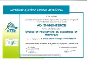Certification MASE Ad ingénierie pour 3 ans
